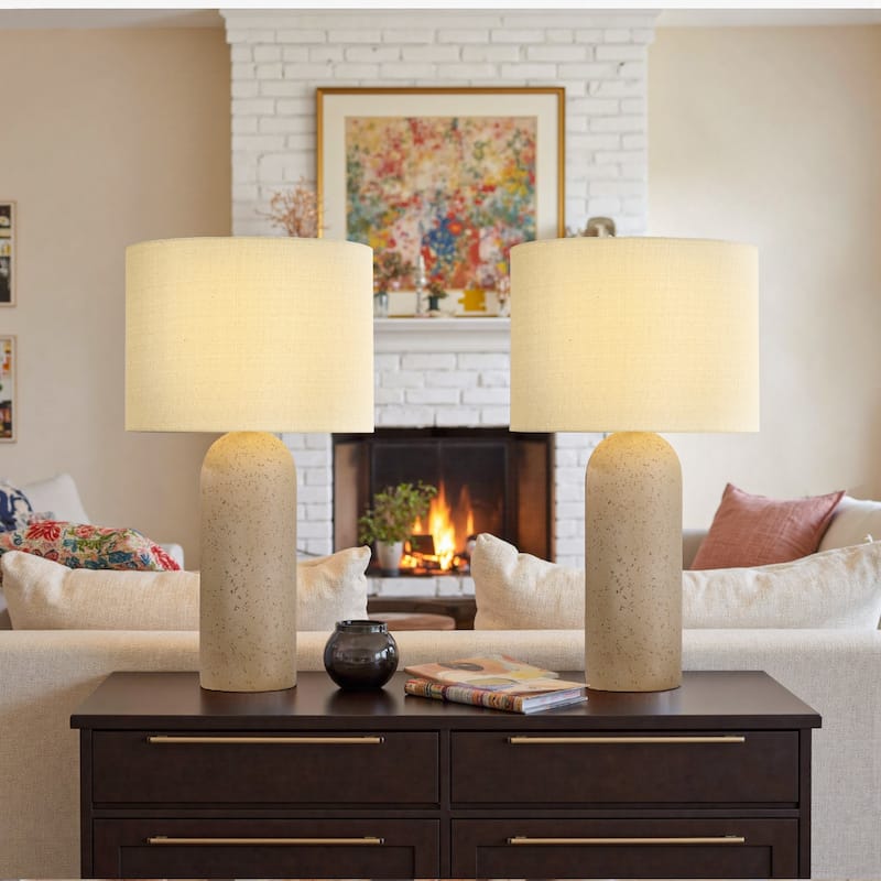2-Pack 26"H Ceramic Accent Table Lamp with Linen Shade