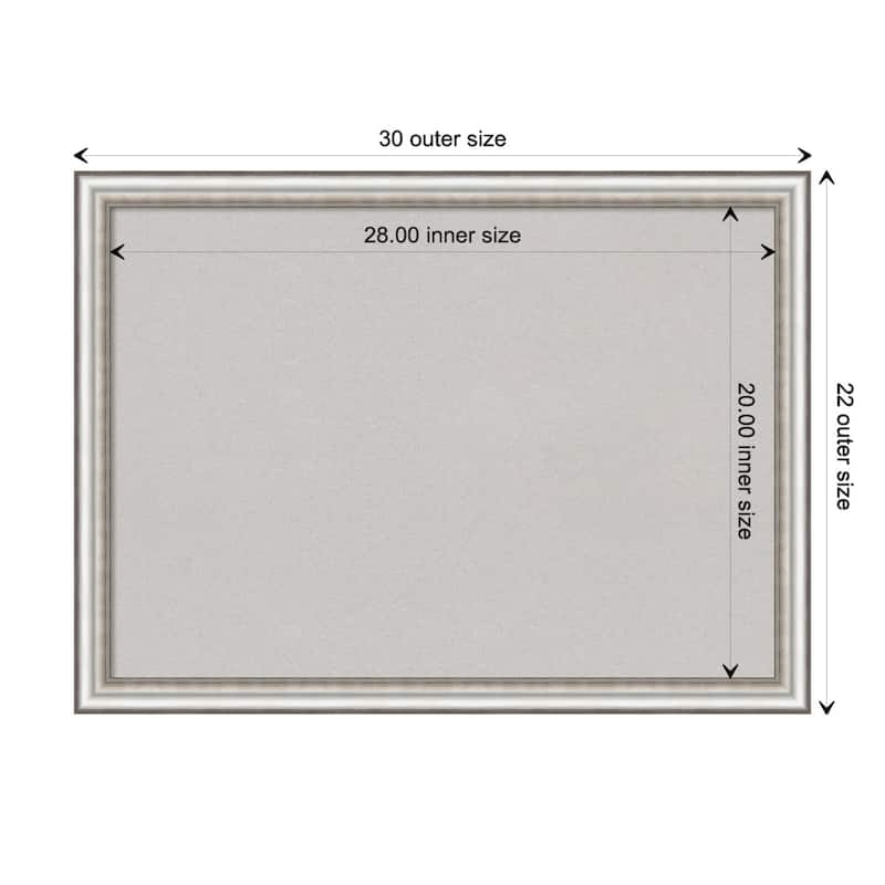 Salon Silver Narrow Framed Grey Corkboard Bulletin Board - Board Size 28x20