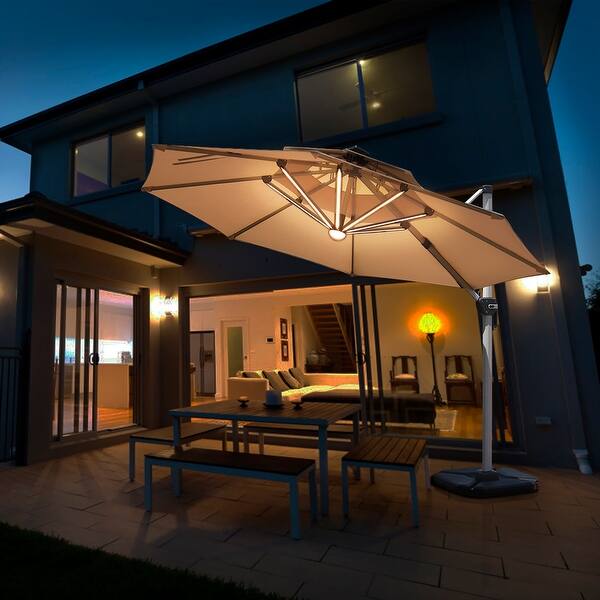 Shop Black Friday Deals On Costway 10ft Solar Led Patio Offset Umbrella 360degree Rotation Usb Overstock 31647063