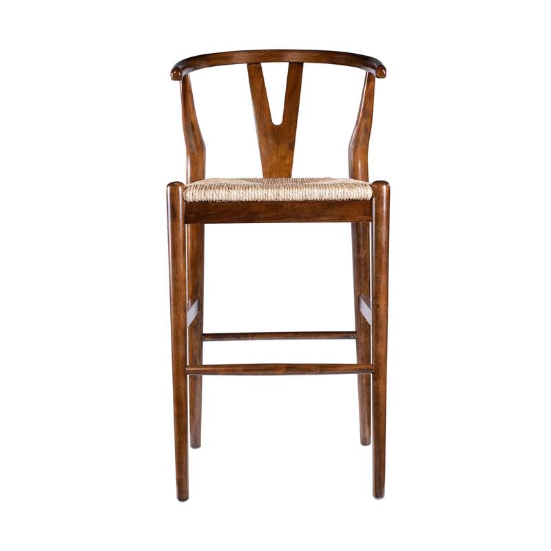 Cera Barstool Chair, Handwoven Rope Seat, Cappuccino Brown