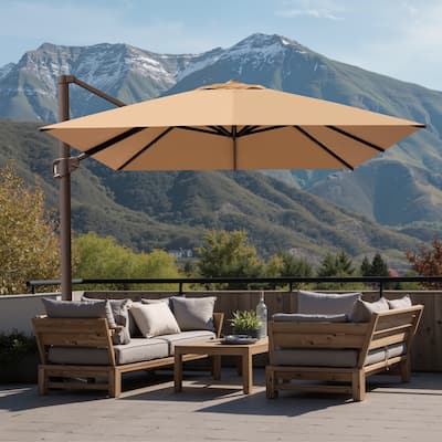 10x12.5 FT Outdoor Patio Cantilever Umbrella 360 Degree Rotation