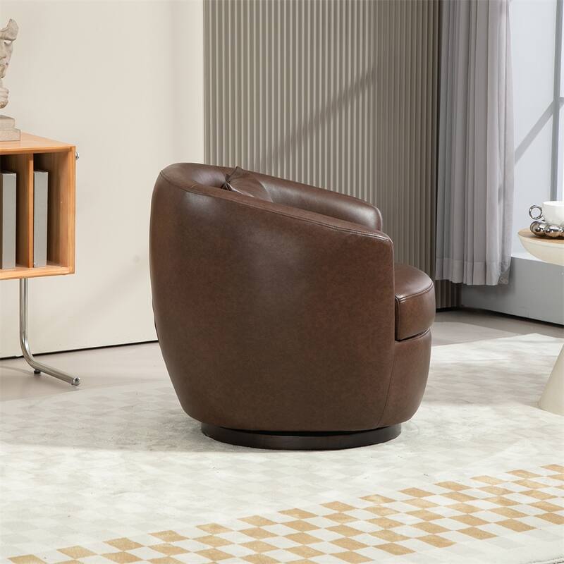 Upholstered Swivel Barrel Armchair with Storage and Metal Base