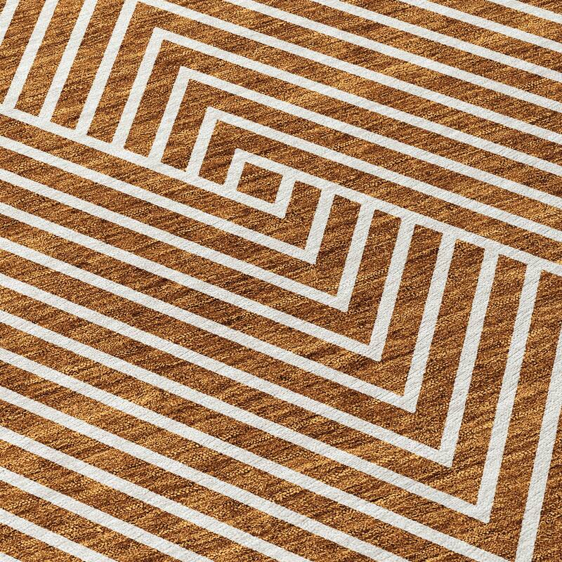 Machine Washable Indoor/ Outdoor Modern Geo Chantille Rug