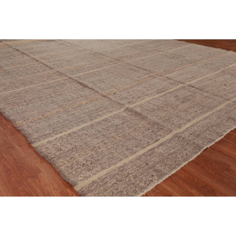 Hand Woven Oriental 100% Jute Carpet Southwestern Modern Brown Kilim Area Rug - 9' 11'' X 8' 4''