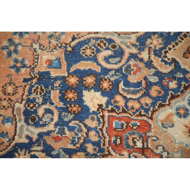 Hand Knotted Oriental 100% Wool Carpet Traditional Medallion Oranges & Rust Mashad Area Rug - 9' 4'' X 6' 4''