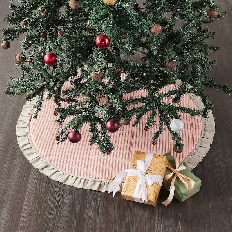Sawyer Mill Red Ticking Stripe Tree Skirt 36 - 36 in - Red - 36 in - Cotton - Indoor