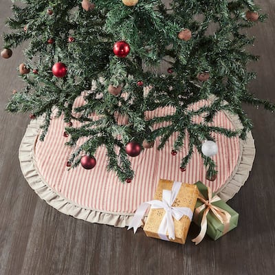 Sawyer Mill Red Ticking Stripe Tree Skirt 36 - 36 in