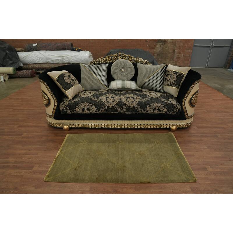 Hand Knotted Oriental 100% Wool Carpet Modern Geometric Green Nepalese Area Rug - 5' 3'' X 3' 0''