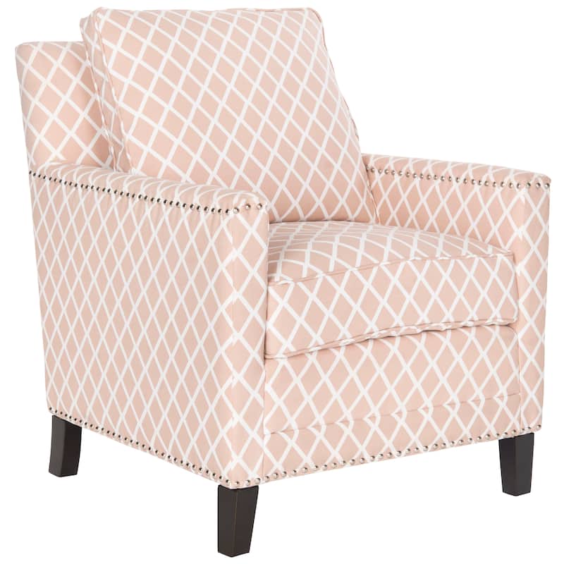 Safavieh Buckler Peach Pink/ White Polyester Fabric Club Chair - 28.5" x 31.9" x 38.2"