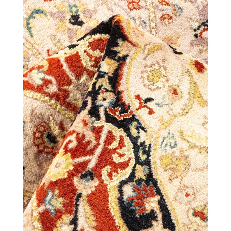 Overton Hand Knotted Wool Traditional Oriental Orange Area Rug - 5' x 8'