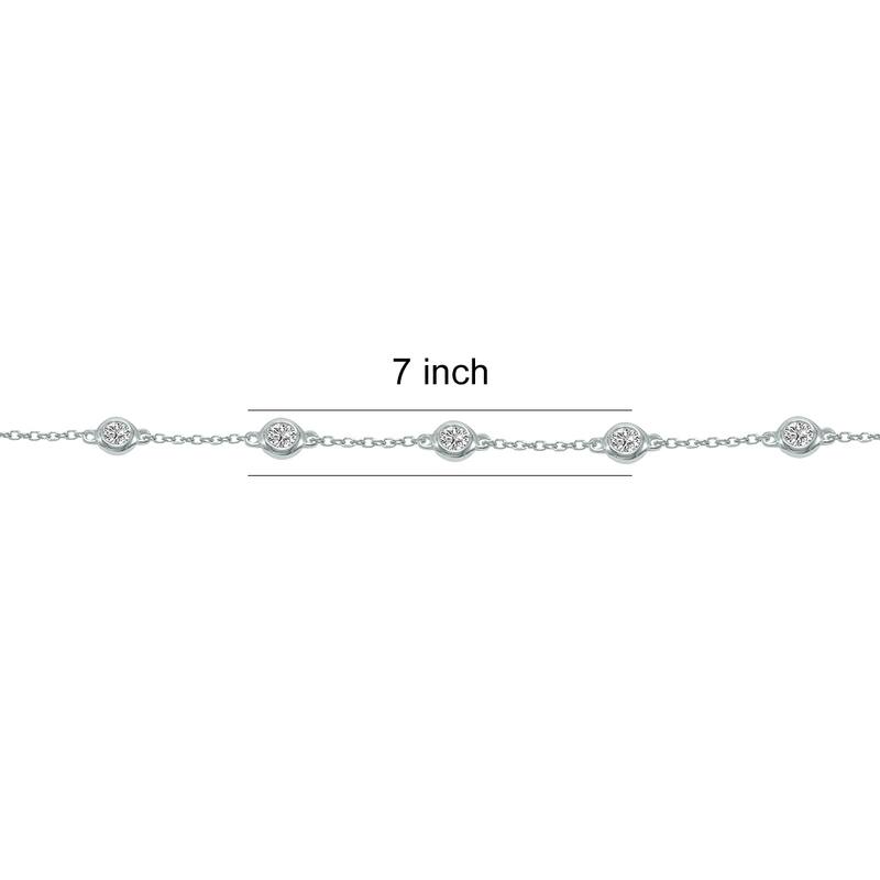 Marquee 1/2 Carat TW Bezel Set Lab Grown Diamond Station Bracelet in 14K White Gold