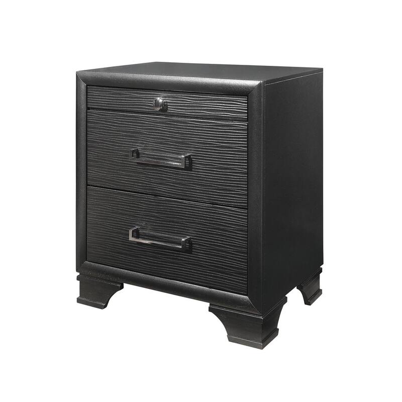 Gray Nightstand with Spacious Drawers and Tapered Legs