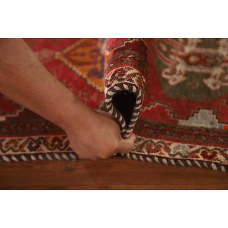 Geometric Shiraz Persian Vintage Runner Rug Handmade Wool Carpet - 2'4"x 5'0"