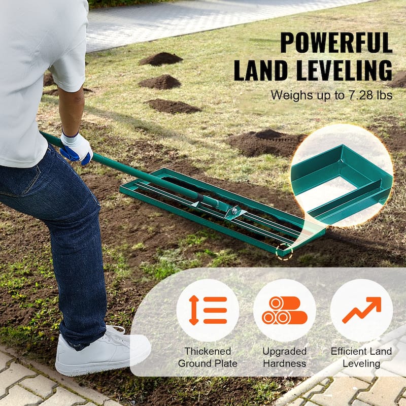 Lawn Leveling Rake Yard Leveling Rake Suit for Garden, Golf Lawn, Farm - 30"x10" Level