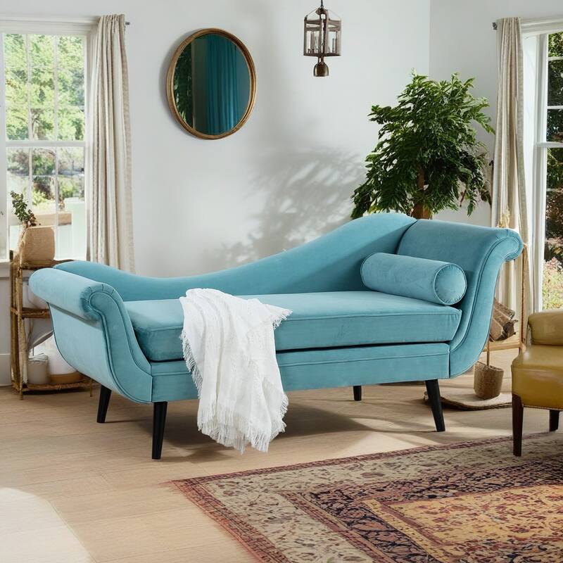 Vintage Chaise Lounge with Scroll Arms by Christopher Knight Home - Green