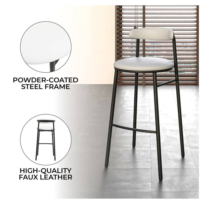 Polyster Bar Stool in Black Stainless Steel Lume Series by LeisureMod