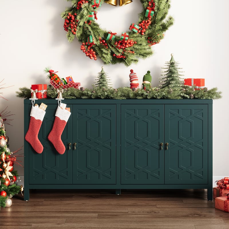 60" W Sideboard Cabinet with Adjustable Shelves and 4 Doors