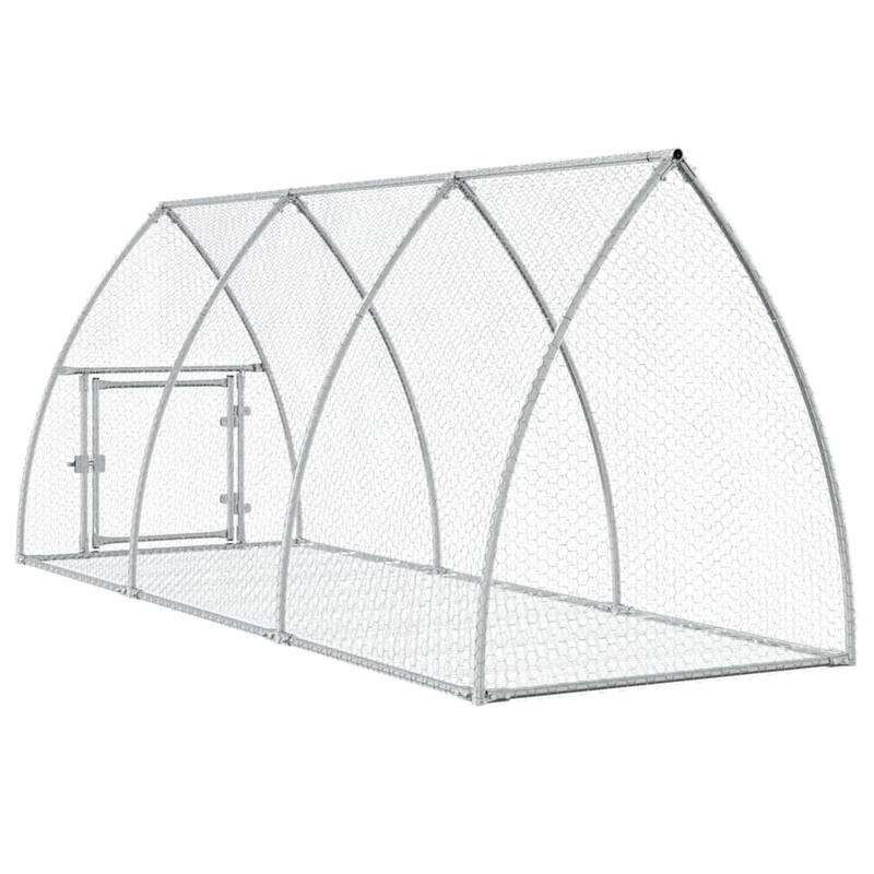 vidaXL Rabbit Hutch Bunny House Animal Enclosure Silver Galvanized Steel