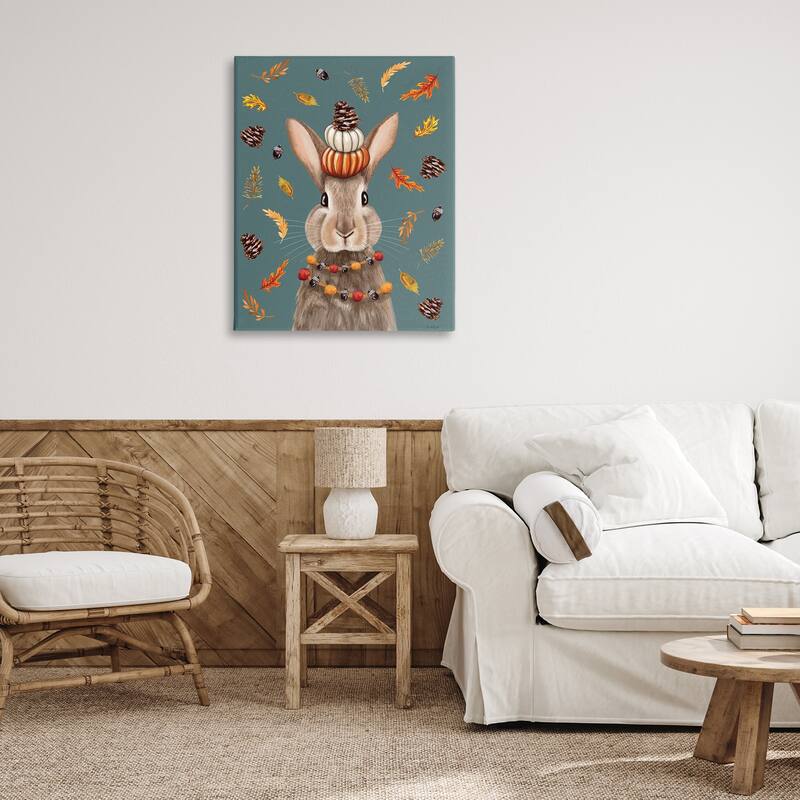 Stupell Festive Autumnal Hare Canvas Wall Art Design By Elizabeth Tyndall
