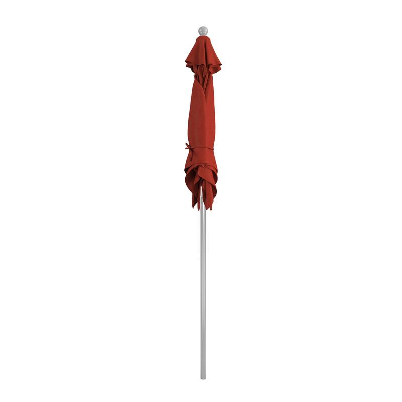 California Umbrella 6' Sq. Aluminum Frame, Fiberglass Rib Patio Umbrella, Push Open, Anodized Sliver Finish, Sunbrella Fabric