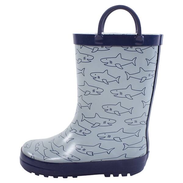 slide 1 of 1, Hudson Baby Infant Boy Rain Boots, Gray Sharks 4T - Gray Sharks