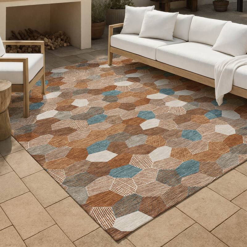 Machine Washable Indoor/ Outdoor Modern Loyd Chantille Rug - Paprika - 5' x 7'6"