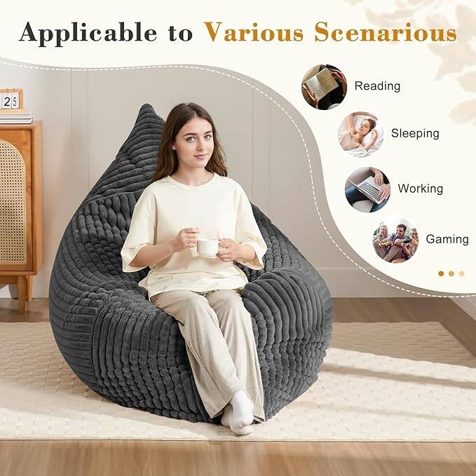 Oversized Convertible Bean Bag Chair - Cozy Multi-Purpose Seating for Family & Living Room