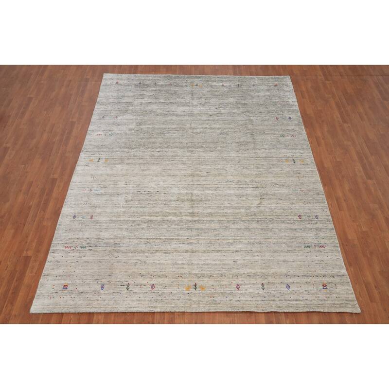 Hand Knotted Oriental Viscose Silk Carpet Tribal Animal Pictorial Multi-Colored Gabbeh Area Rug - 11' 11'' X 9' 0''