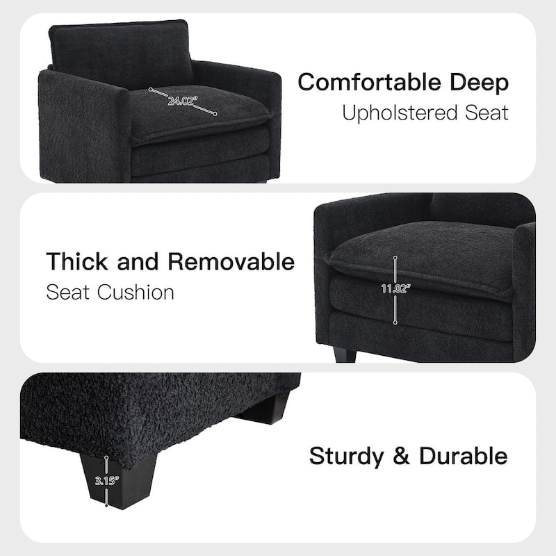 4-Seat Modular L-Shaped Corner Sectional Sofa with Ottoman, Soft Chenille Upholstery and Deep Seating for Living Room
