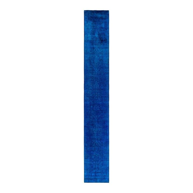 Contemporary Overdyed Wool Hand Knotted Runner - 2' 7" x 18' 5"