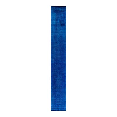 Contemporary Overdyed Wool Hand Knotted Runner - 2' 7" x 18' 5"