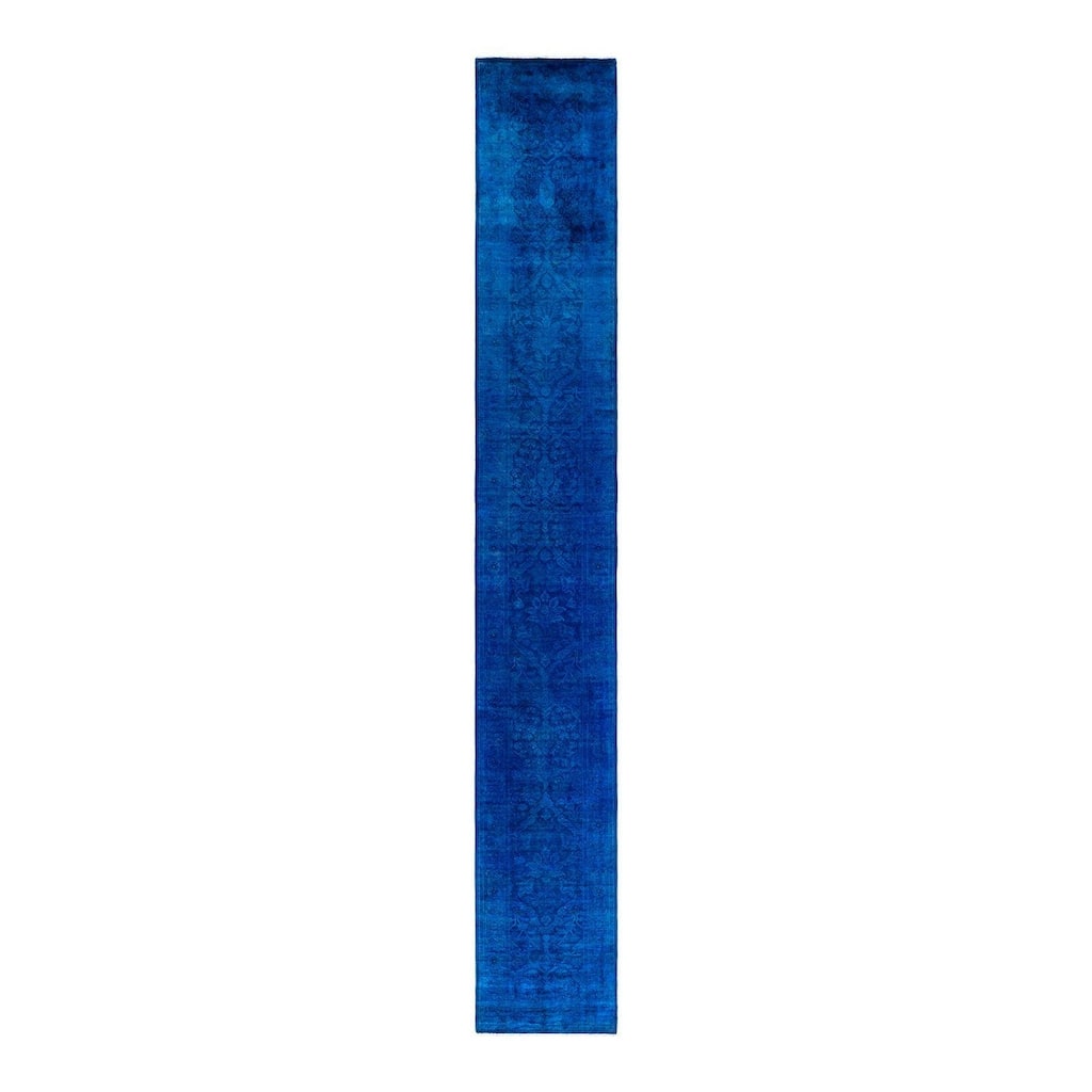 Contemporary Overdyed Wool Hand Knotted Runner - 2' 7" x 18' 5"
