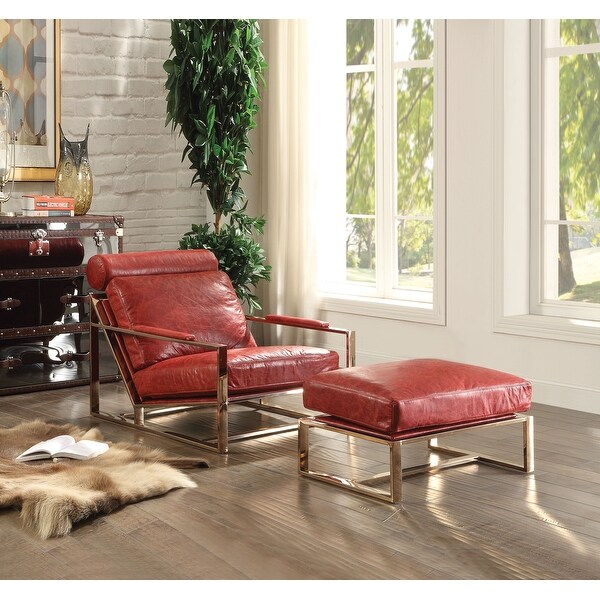 ACME Quinto Accent Chair in Antique Red and Gold - Bed Bath