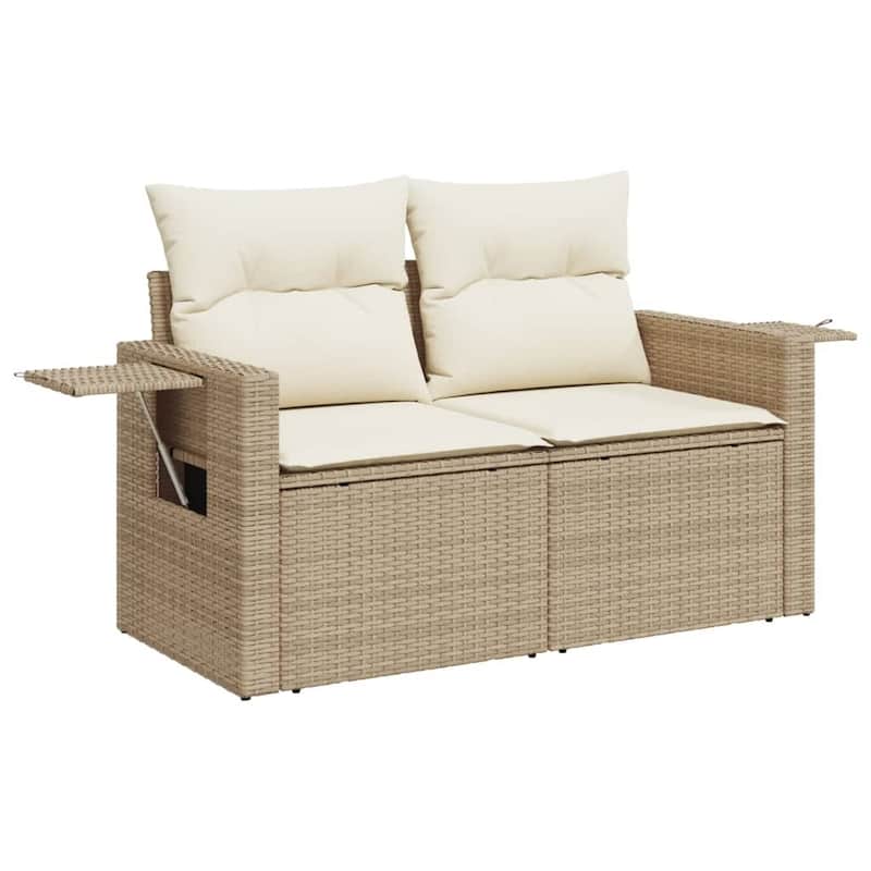 vidaXL Patio Sofa Set with Cushions Outdoor Conversation Furniture Poly Rattan