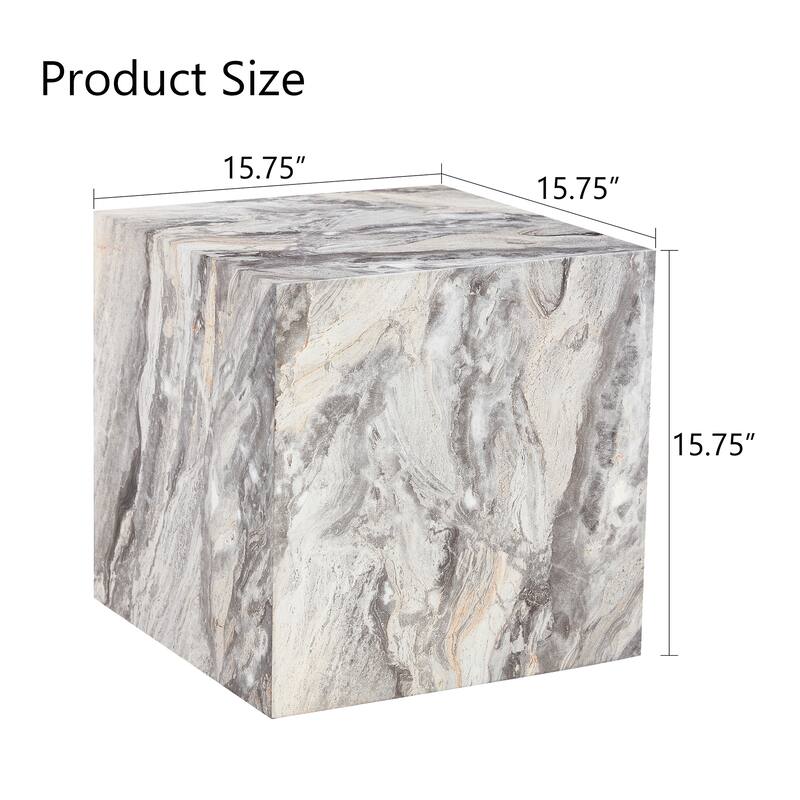 GDFStudio Thalassine Wood Coffee Table with Sleek Marble-Textured