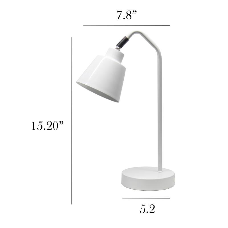 Adjustable Head Desk Lamp with Cone Shade - 16" - White