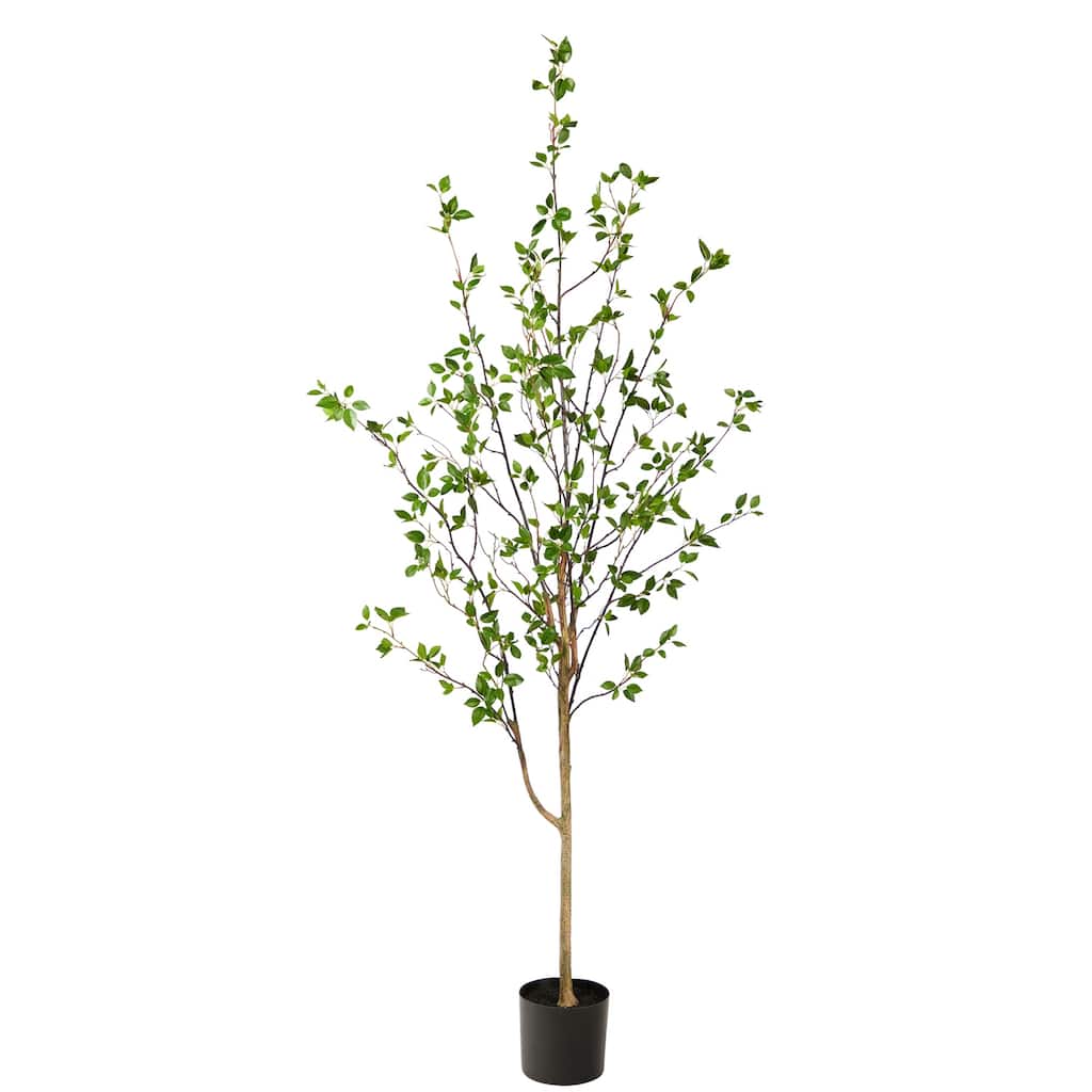 Minimalist Artificial Citrus Tree - 6.5ft Indoor Decor - Rustic Home Accent - Modern Living Room Tree - Green - 51-60 Inches