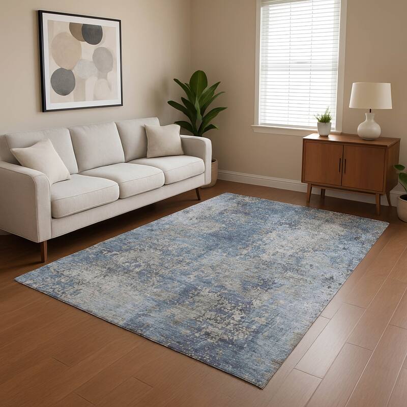 Premium Washable Super Soft Chic Abstract Mayfield Rug - Denim - 5' x 7'6"