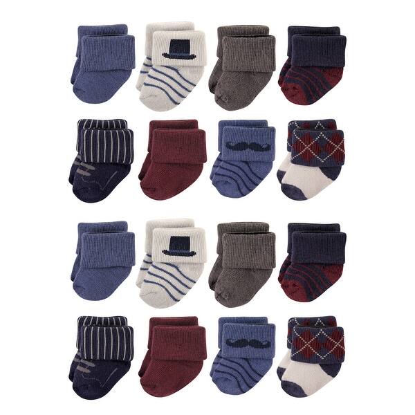 slide 1 of 1, Hudson Baby Cotton Rich Baby Terry Socks 16-Pack, Gentleman 0-6 Months - Gentleman