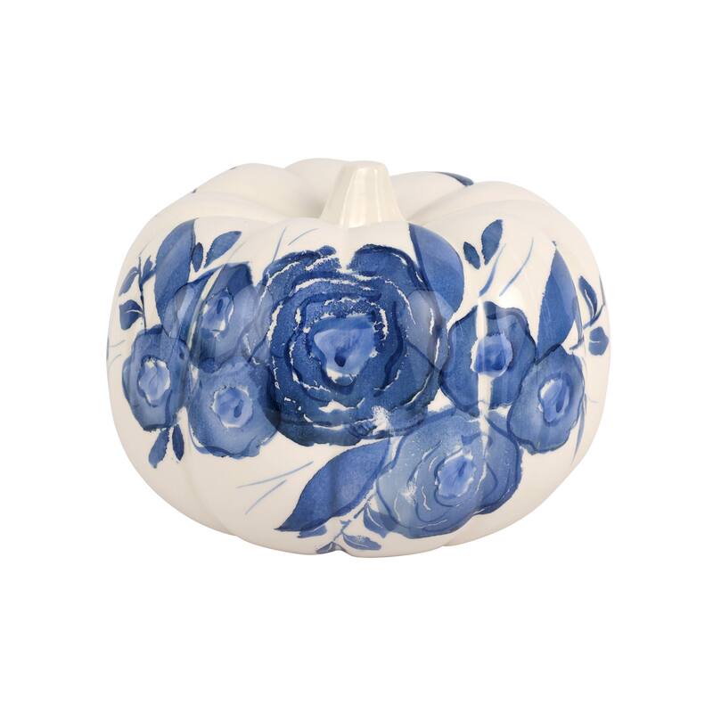 viva by VIETRI Blue Camellia Medium Figural Pumpkin