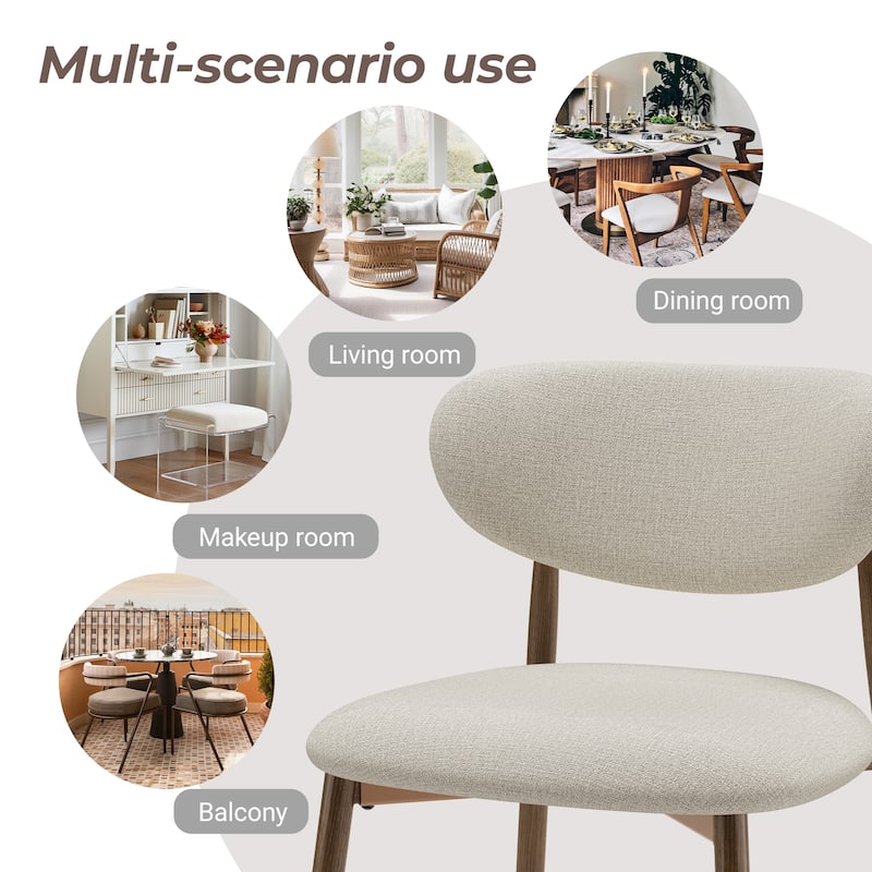 RENEWLINE Mid-Century Modern Tapered Dining Chairs with Upholstered Seat & Iron Frame