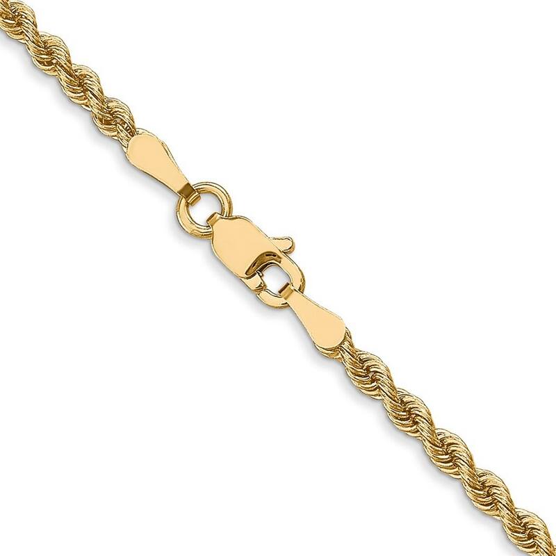 Curata 14k Yellow Gold Lobster Claw Closure Valu plus 2.5mm Solid Chain Bracelet