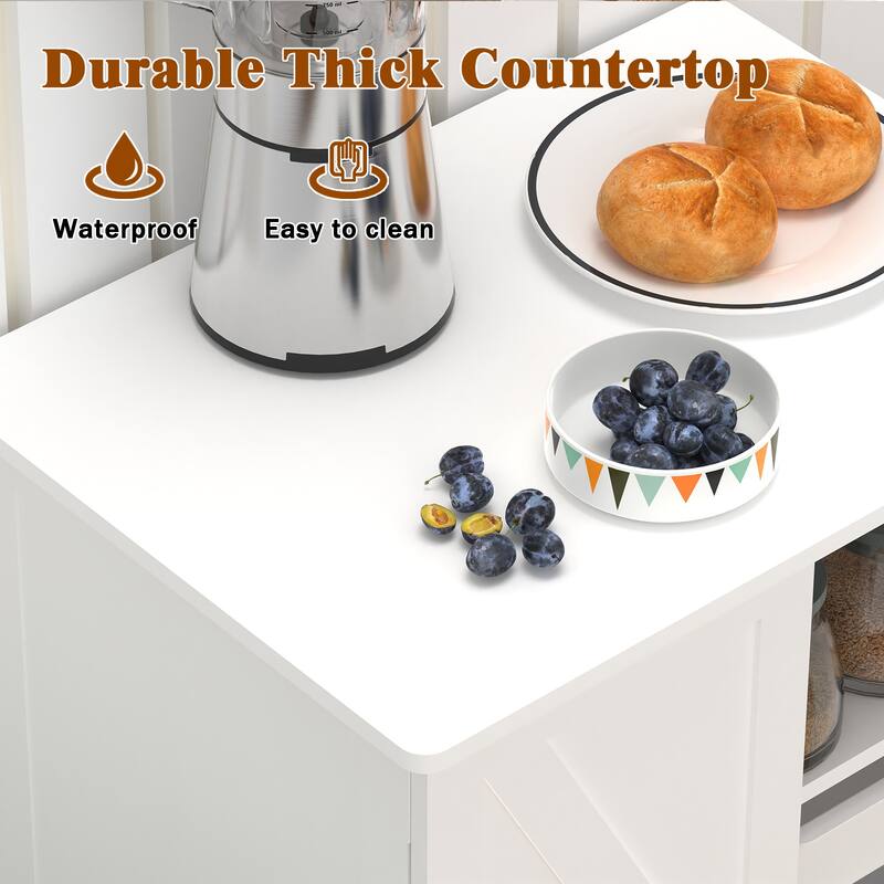 Kitchen Island with Storage on Wheels, Cricut Cart, Small Portable Island, Specialty Coffee Bar Cabinet Buffet Sideboard