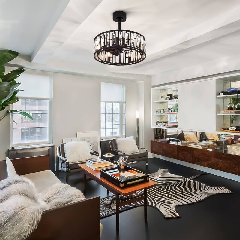 20-In Chandelier Caged Ceiling Fan with Light and Remote(5-blade)