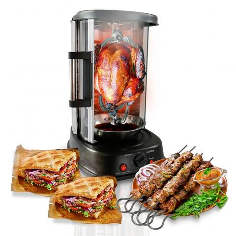 NutriChef PKRTVG34 Kitchen Countertop Rotisserie Toaster Oven Cooker with Rack - 13
