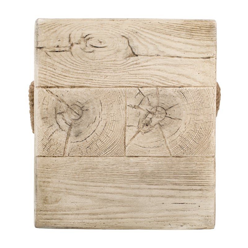 Christopher Knight Home - 14.76'' Rustic Wood Look Square MGO Side Table with Decorative Braided Cord - Wood Finish