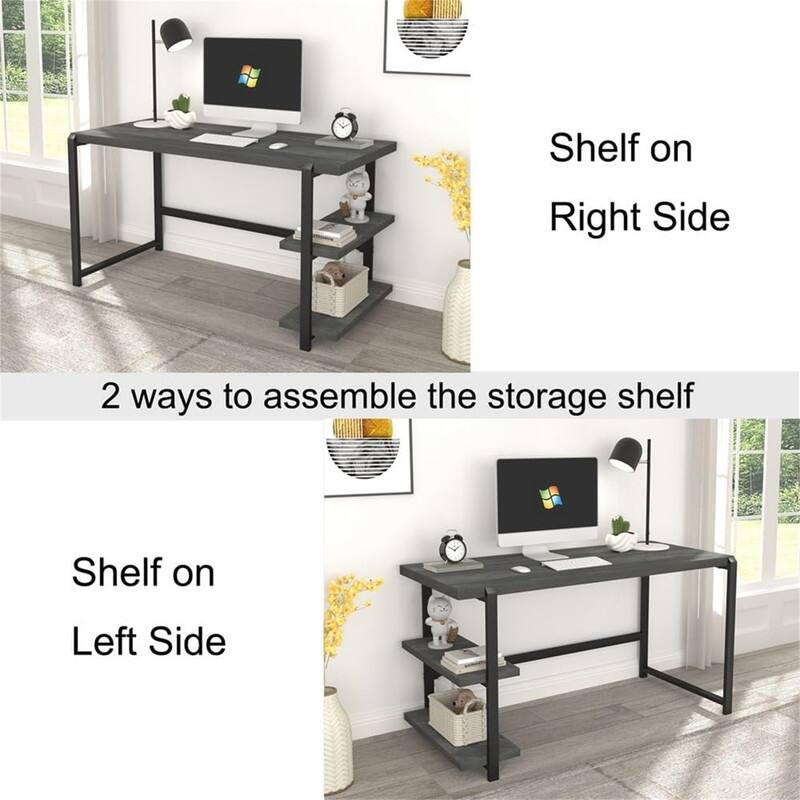 Industrial Computer Desk with Shelves