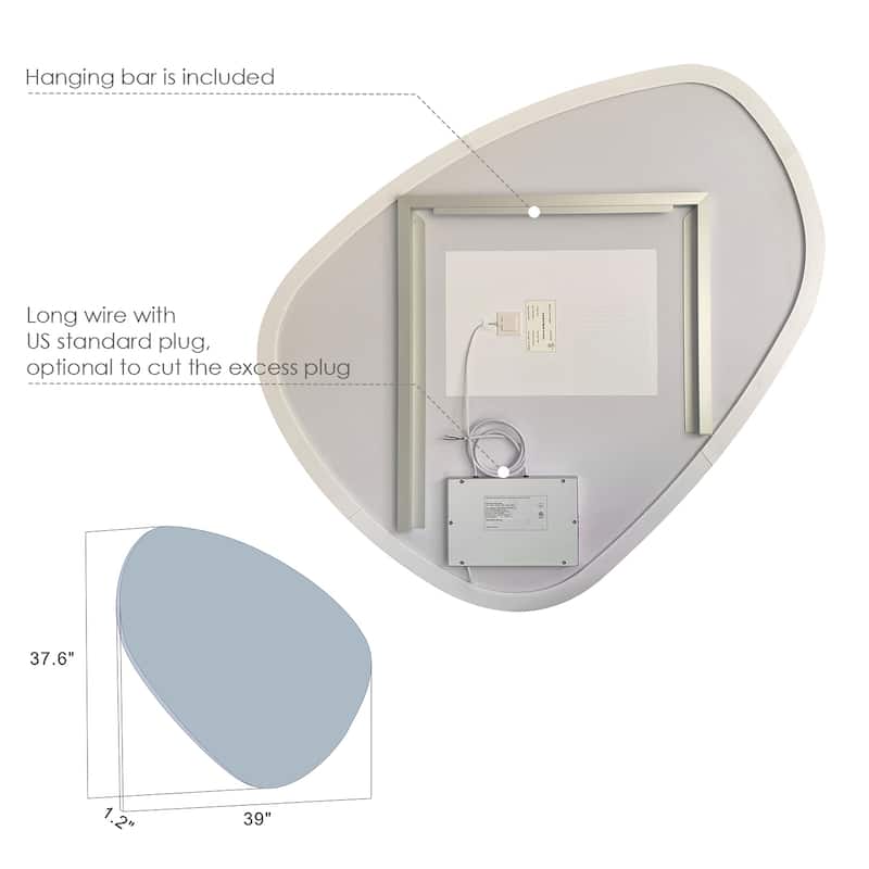 Altair Rasso Novelty Frameless Modern Bathroom Vanity LED Lighted Wall Mirror