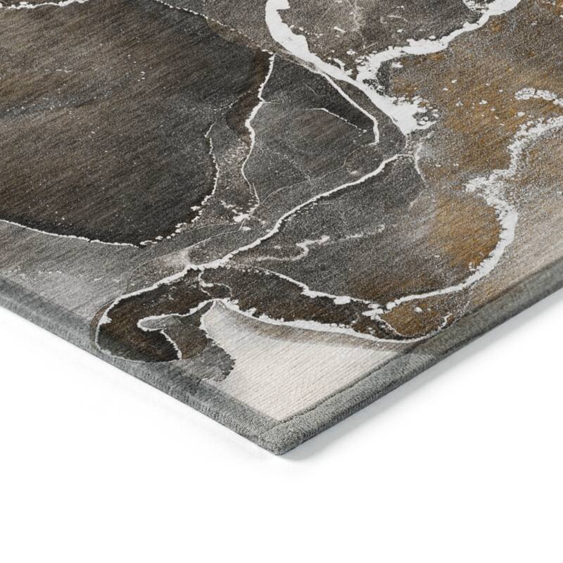 Almona Artistic Abstract Weather Resistant Sleek Contemporary Outdoor Rug