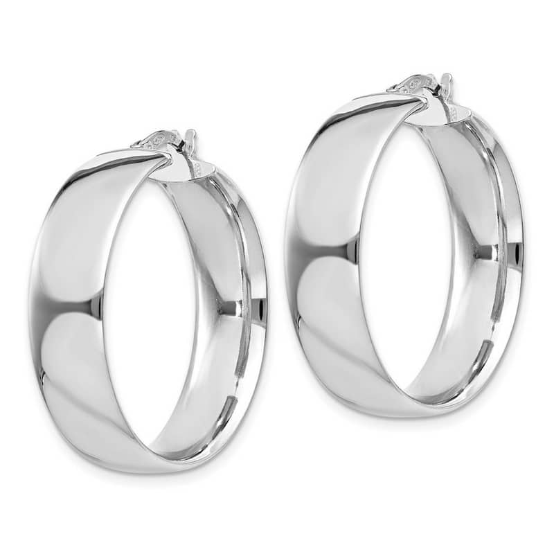 Curata 925 Sterling Silver 31x6mm Polished Wedding Band Hoop Earrings